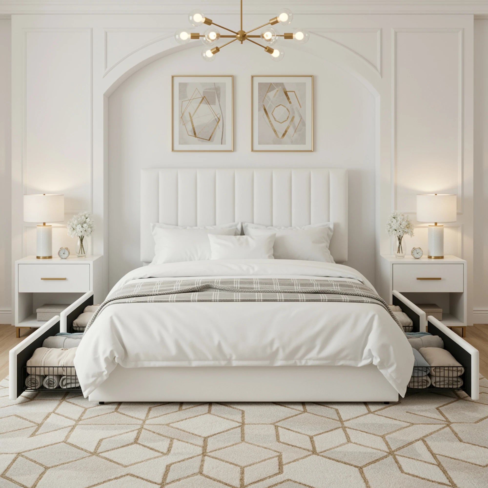 Velvet Storage Bed Frame with Adjustable Headboard
