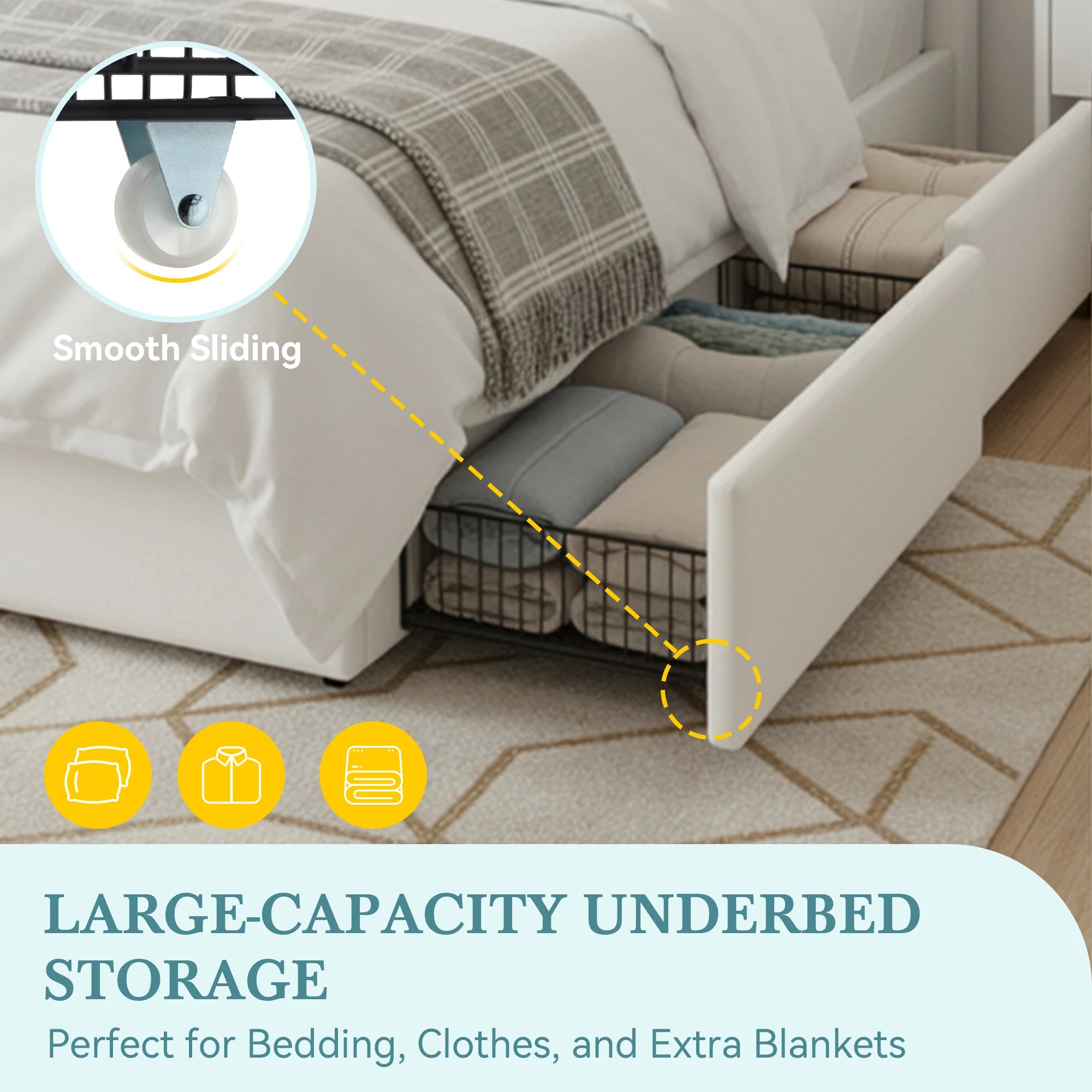 Velvet Storage Bed Frame with Adjustable Headboard