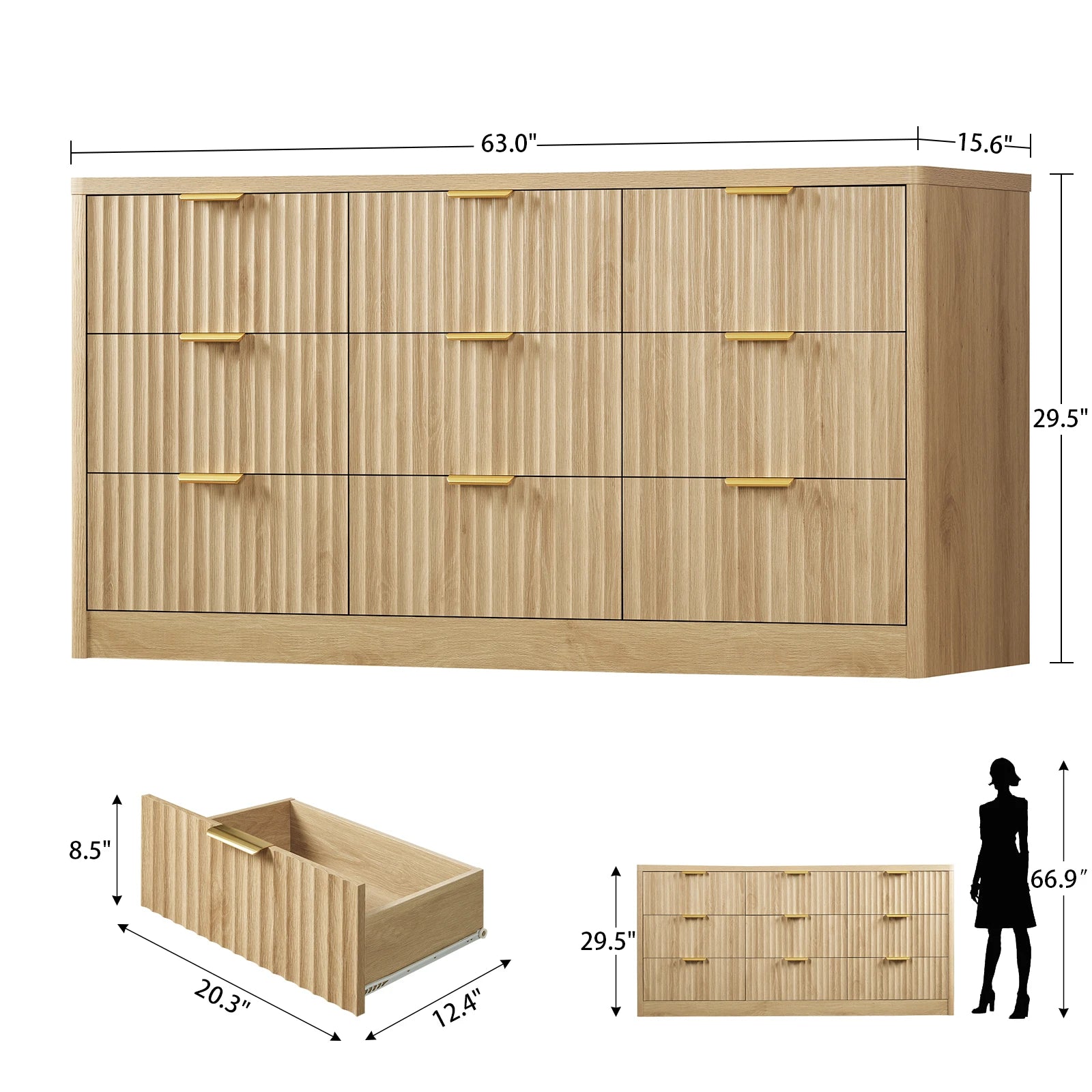 Dresser for Bedroom with 9 Drawers