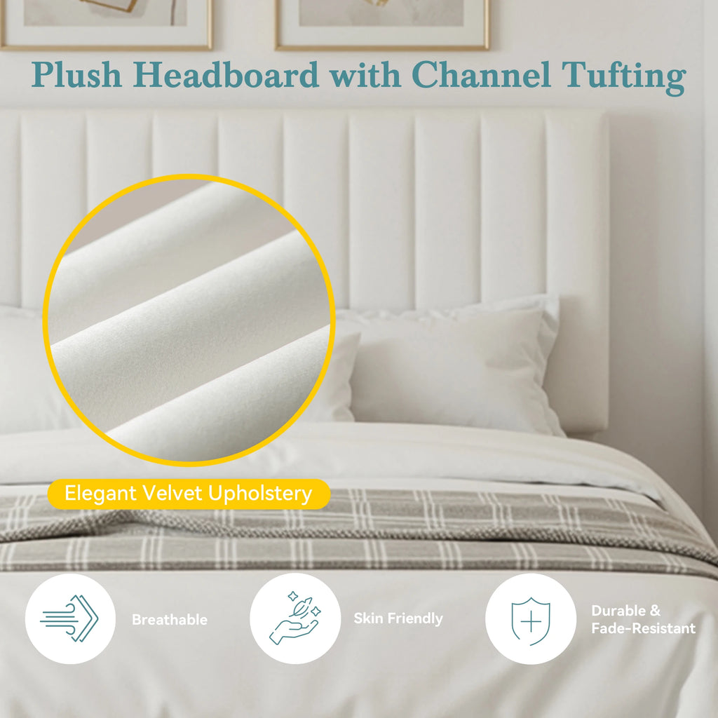 Velvet Storage Bed Frame with Adjustable Headboard