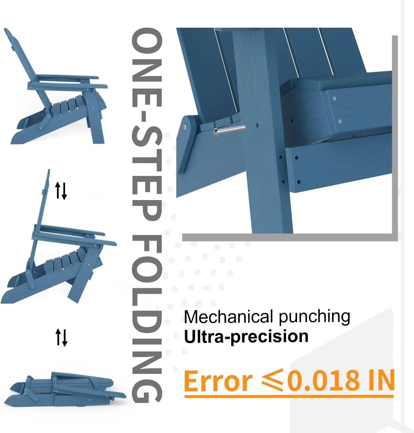 Set of 2 Folding Adirondack Chairs Outdoor Easy to Assemble Comfortable All Weather Patio Seating, Customized