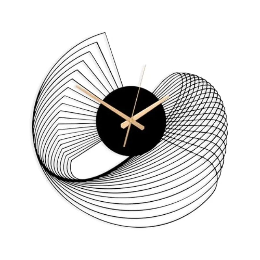 Large Metal Wall Clock for Living Room, Office Contemporary Home Decor Modern Kinetic Sculpture in Silver, Silent Geometric Des