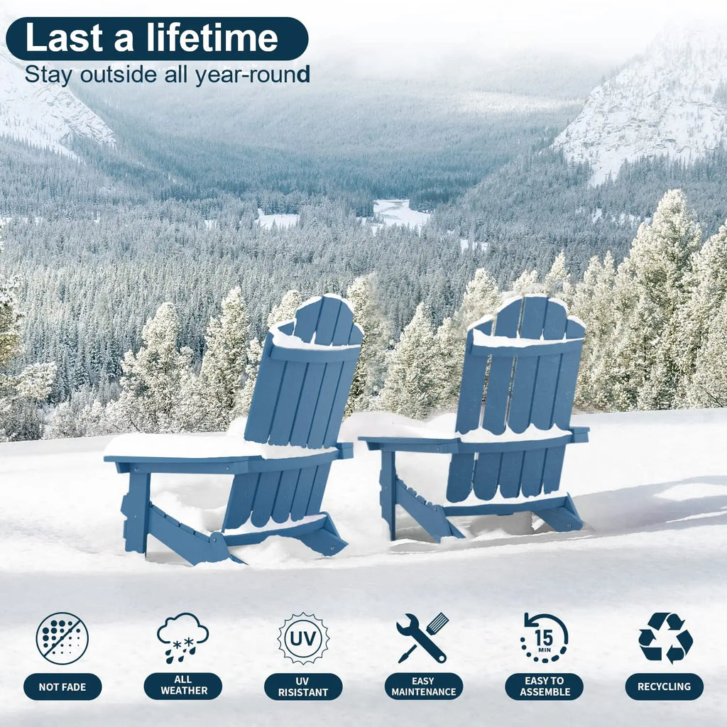 Set of 2 Folding Adirondack Chairs Outdoor Easy to Assemble Comfortable All Weather Patio Seating, Customized