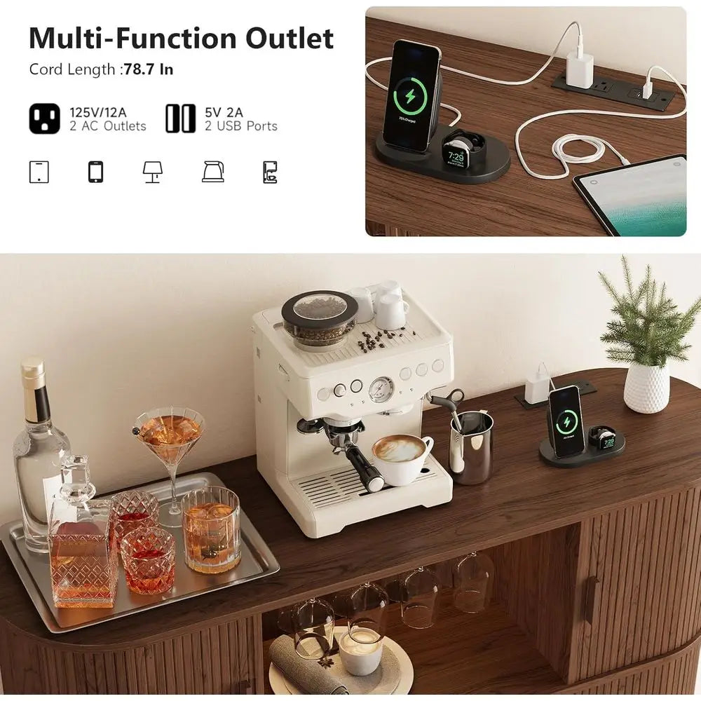 Wine & Liquor Cabinet with Power Outlet