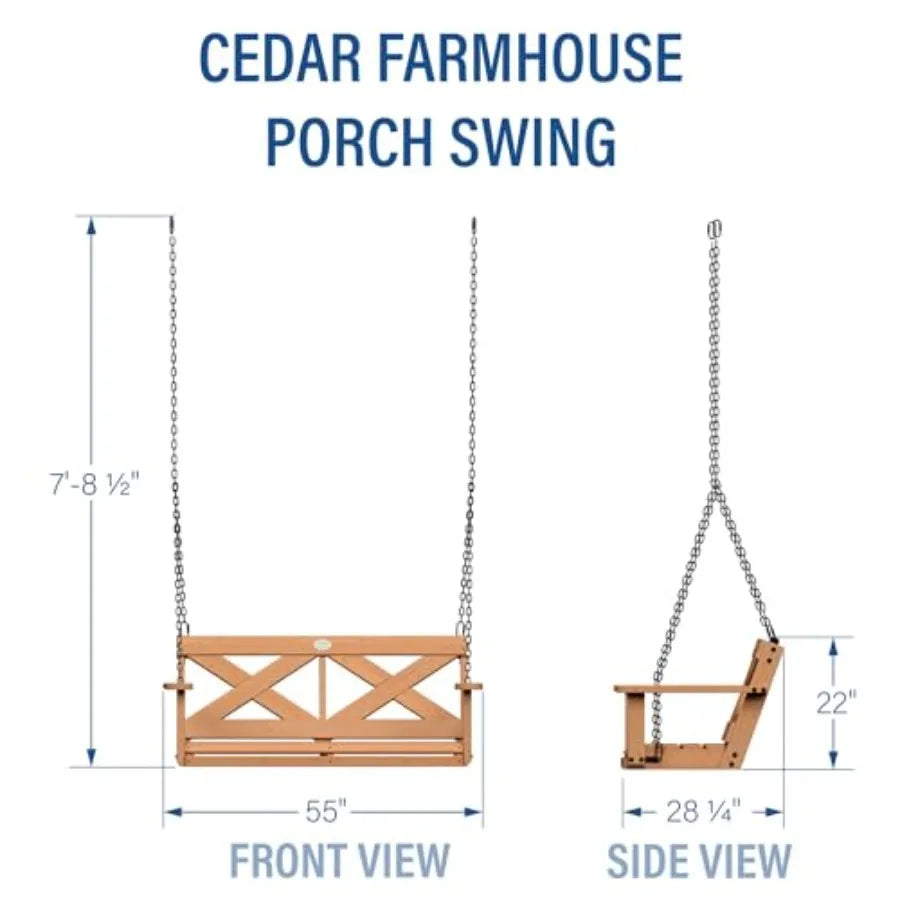 Porch Swing Bench with Two-Person Seating