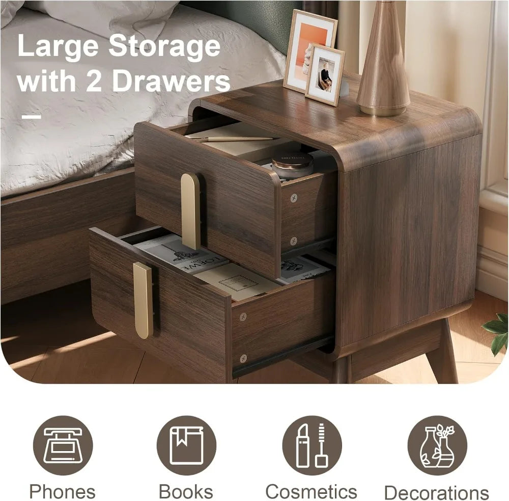 Mid Century Modern Nightstand Set of 2