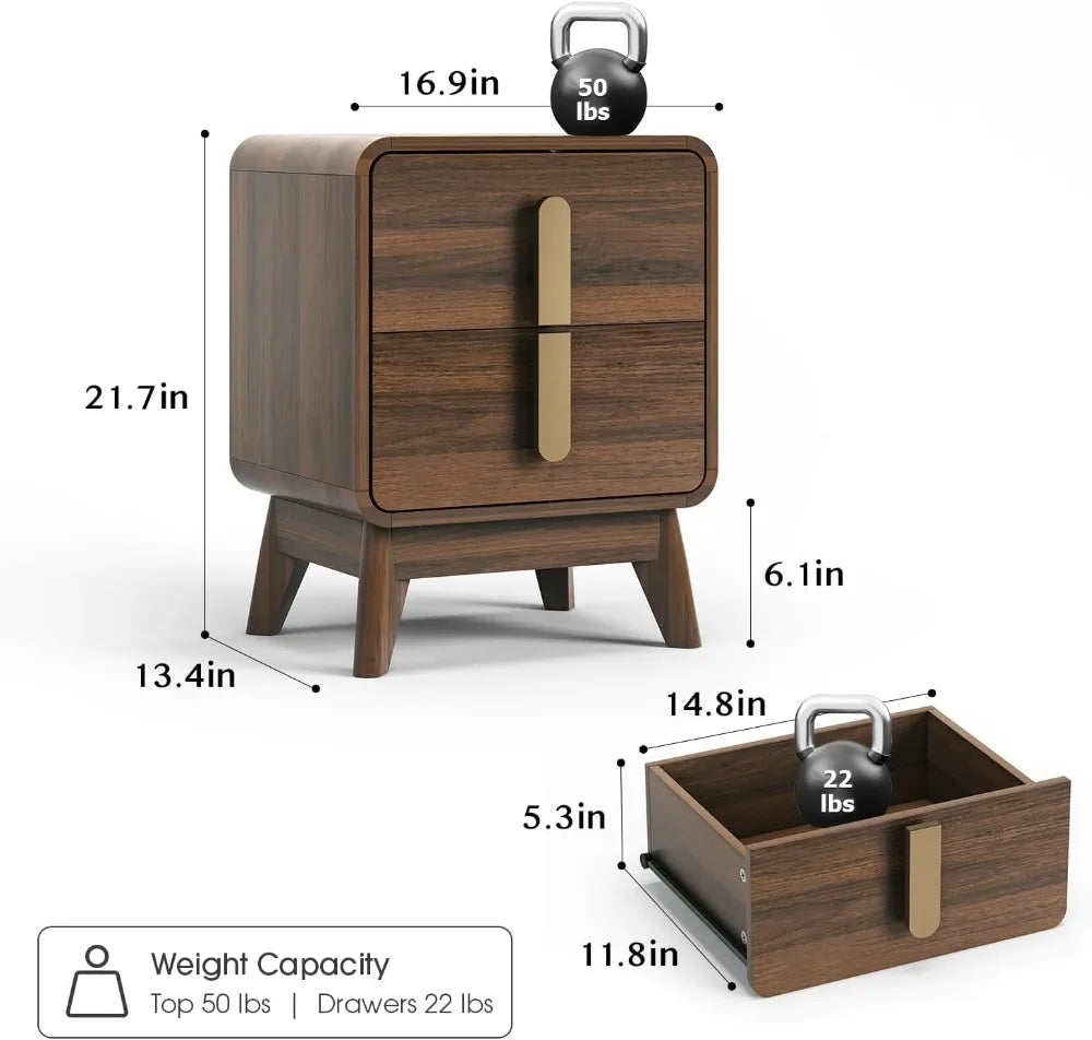 Mid Century Modern Nightstand Set of 2