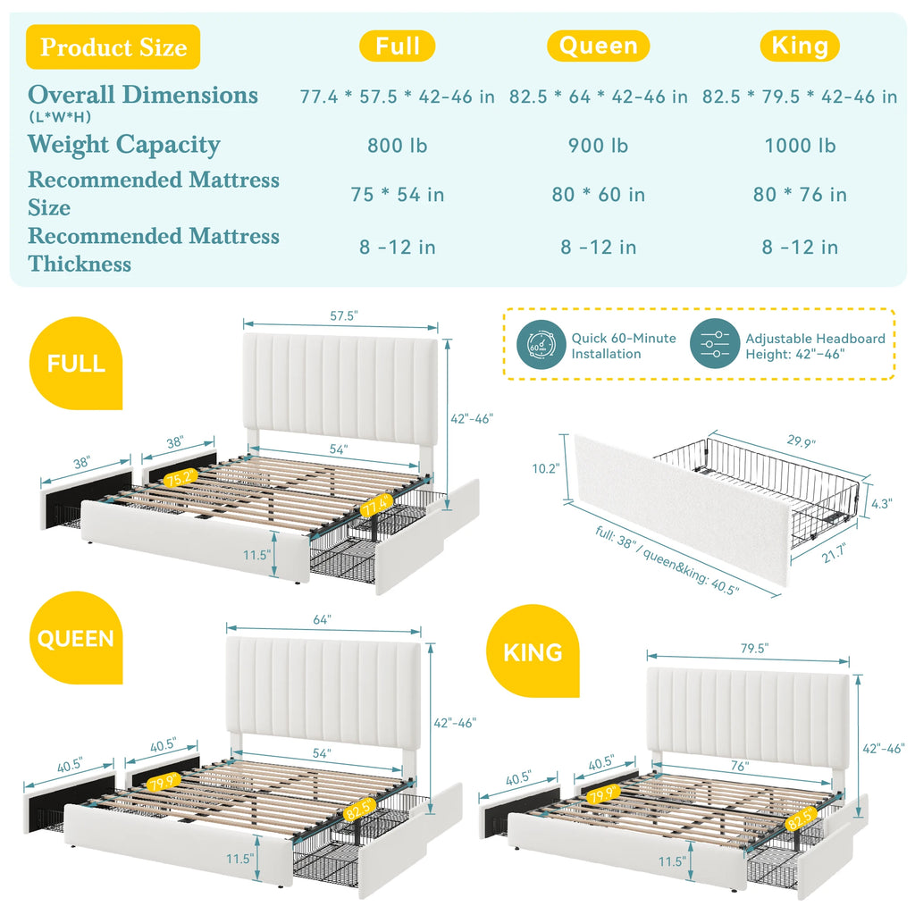 Velvet Storage Bed Frame with Adjustable Headboard