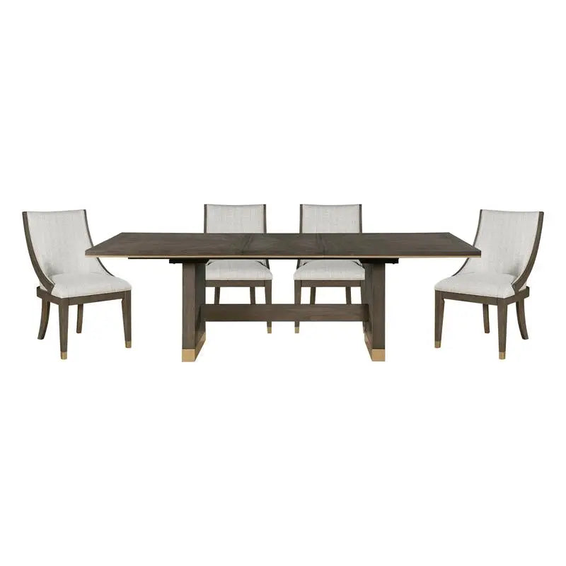 Dining Set with Extension Table and 4 Armchairs