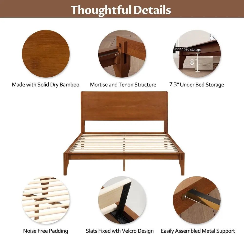 Queen Size Bamboo Platform Bed