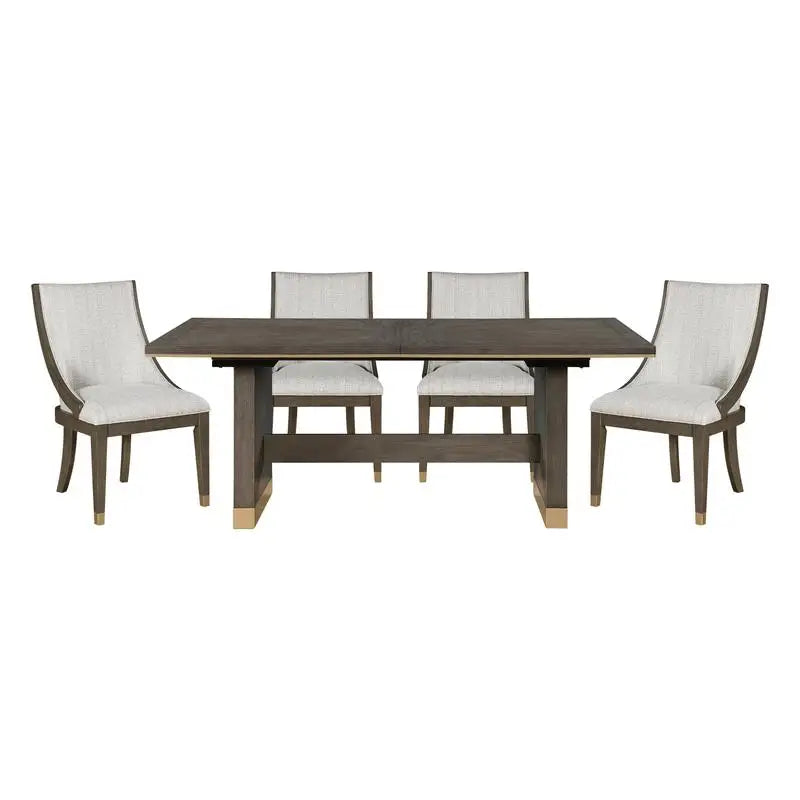 Dining Set with Extension Table and 4 Armchairs