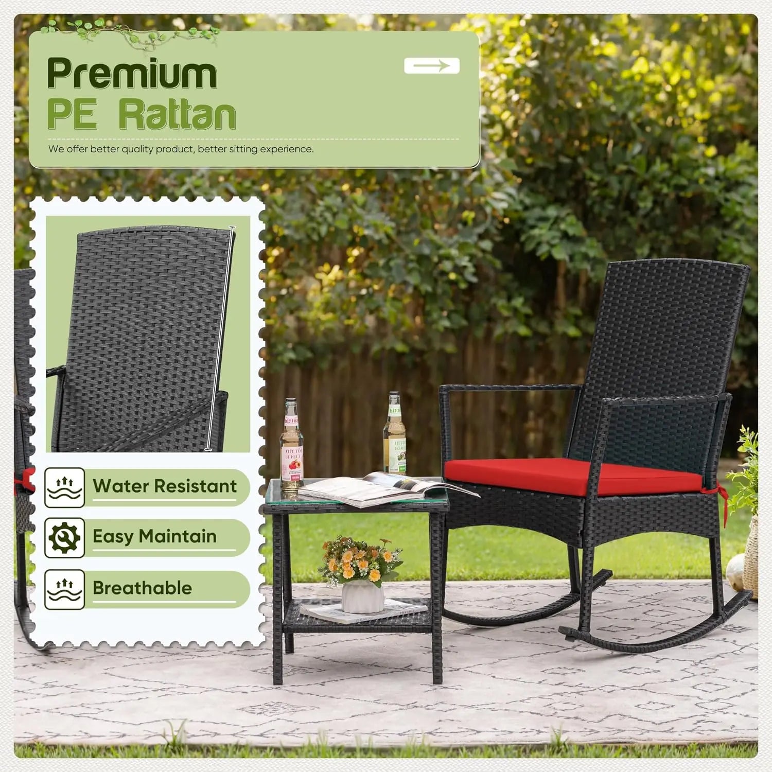 Rocking Chair Outdoor Rattan Patio Chairs