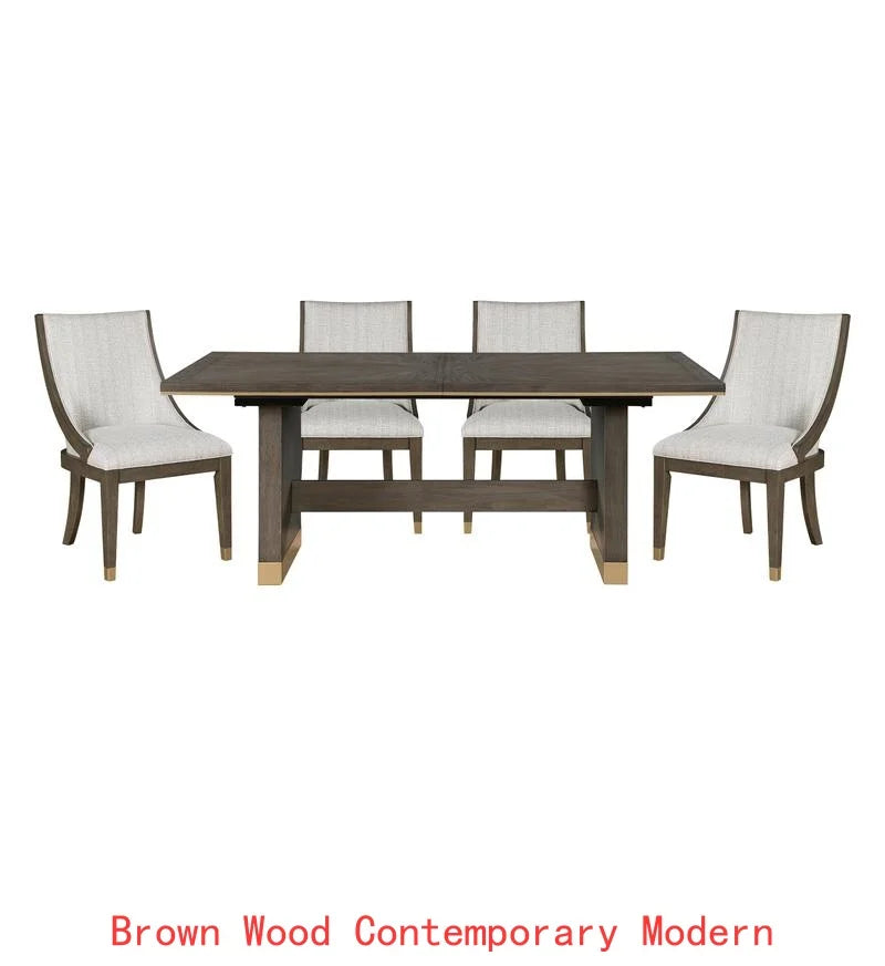 Dining Set with Extension Table and 4 Armchairs