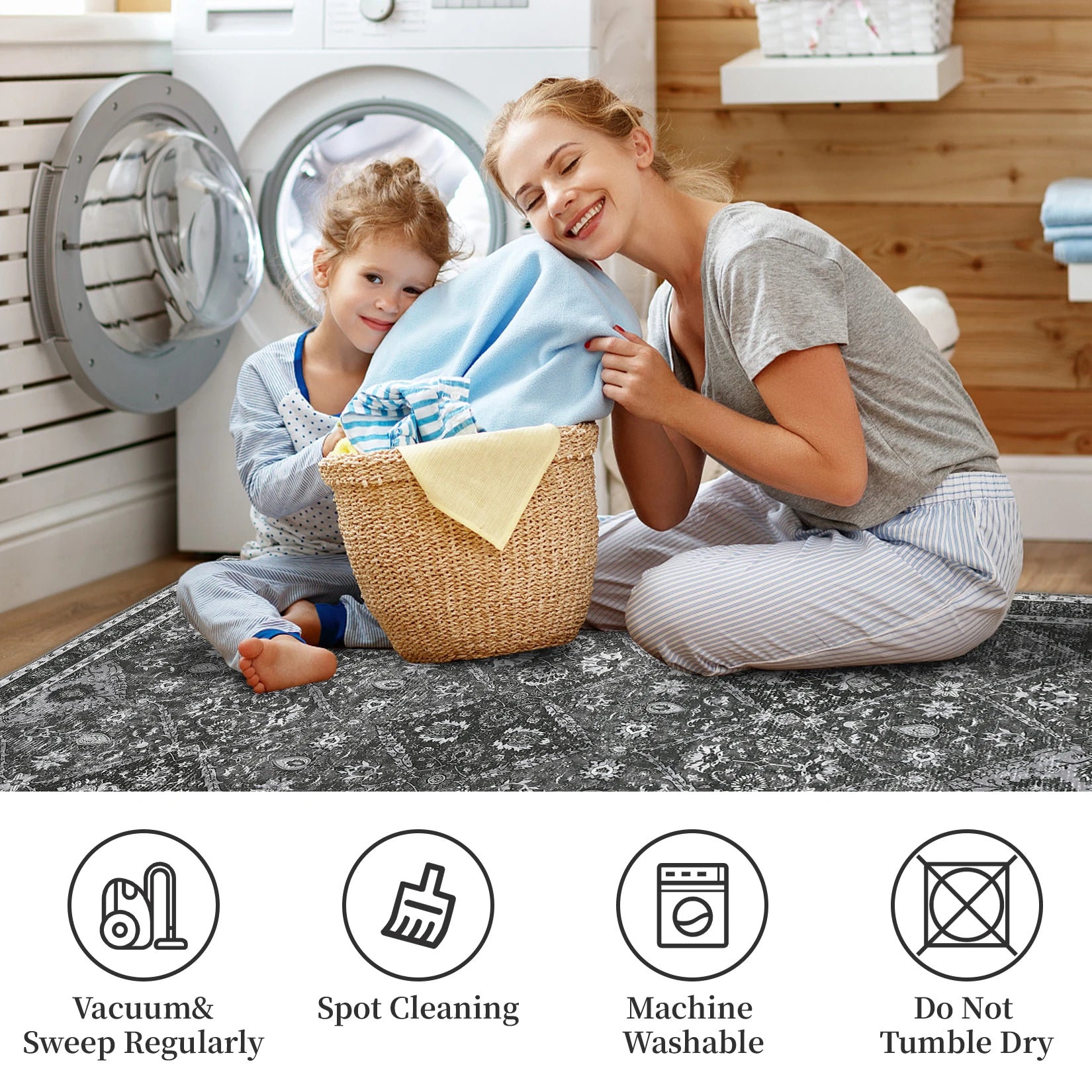 Rug for Living Room, Machine Washable