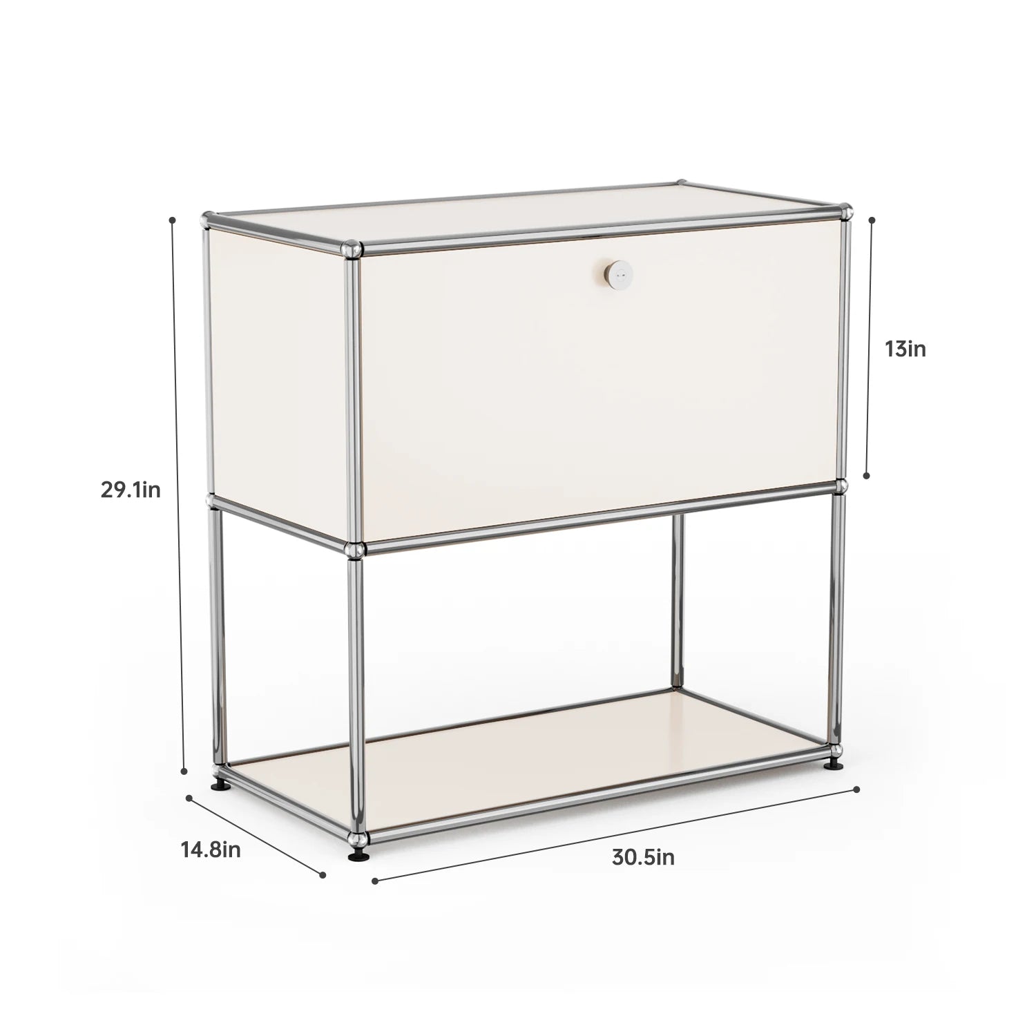 Nightstand Chrome Metal Side End Table