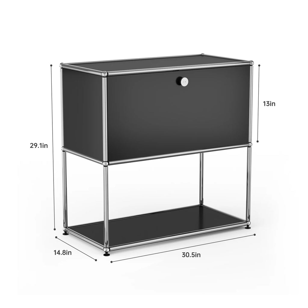 Nightstand Chrome Metal Side End Table