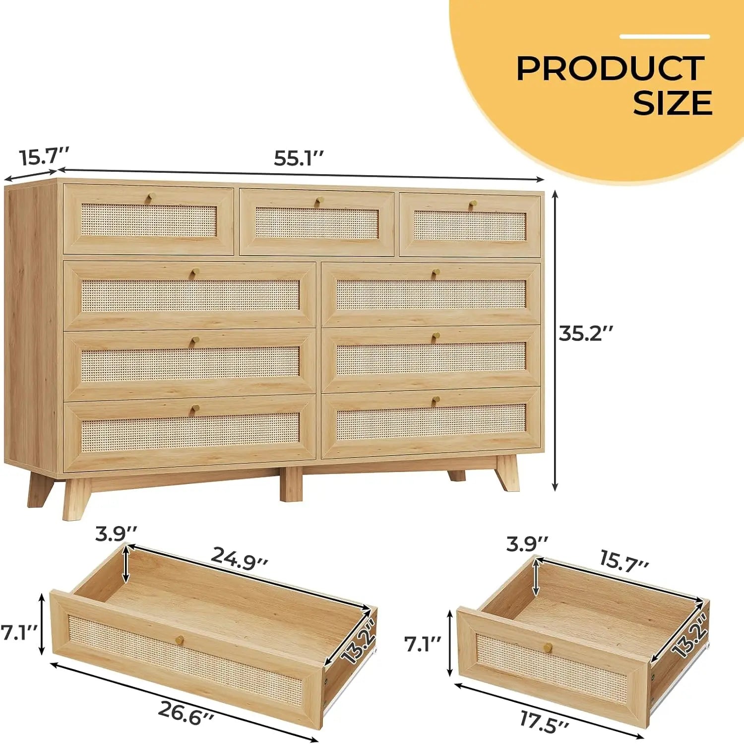 Dresser 5 Drawer Tall Chest