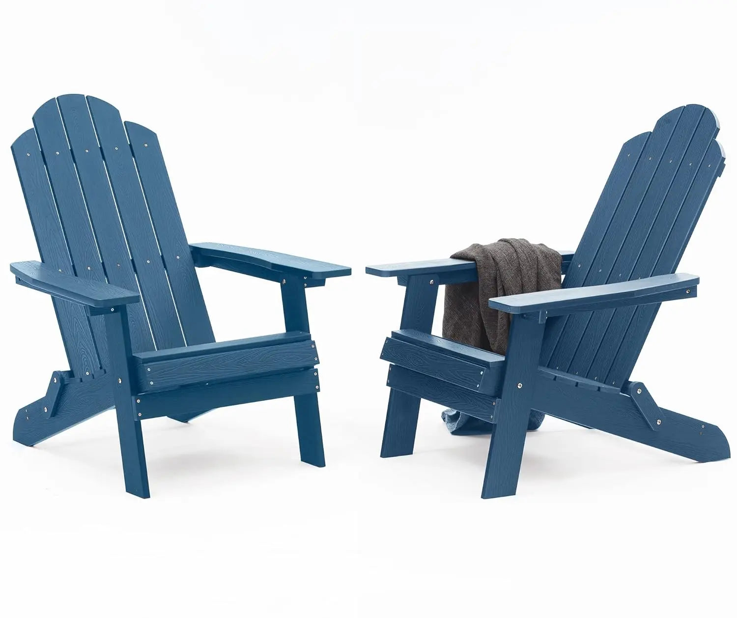 Set of 2 Folding Adirondack Chairs Outdoor Easy to Assemble Comfortable All Weather Patio Seating, Customized